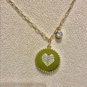 Pave Heart Pendant W/Open Linked Chain ,NWT